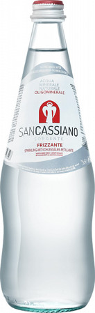 Вода "Сан Кассиано" С ГАЗОМ, в стеклянной бутылке, 750 мл. Цена за упаковку 12 бут. (140, 83 руб за бут)